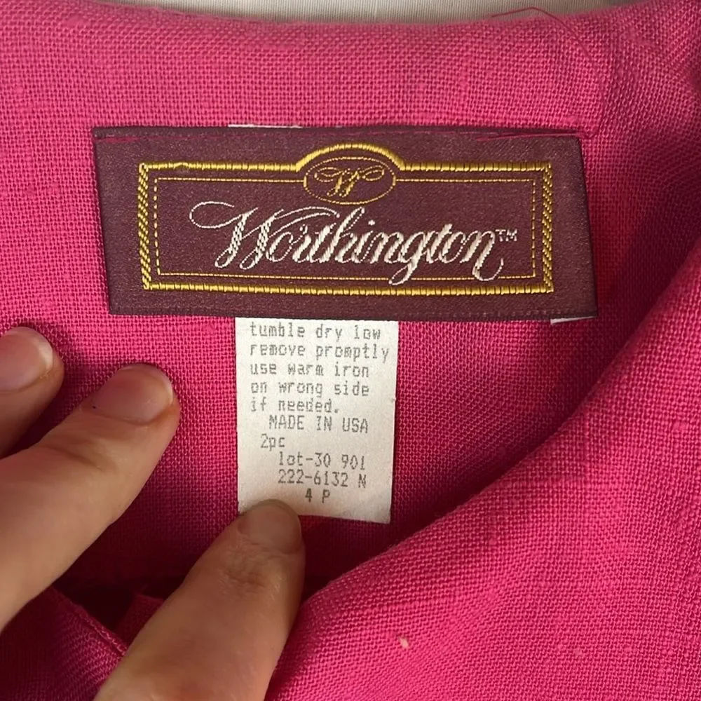 Vintage 1980s Pink Worthington Two Piece Skirt Suit